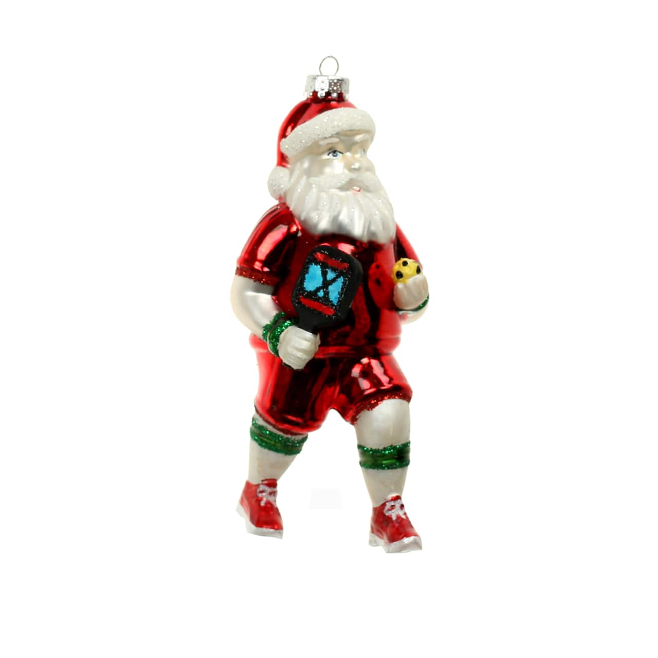 5.25" Pickleball Santa Glass Ornament by Ashland®